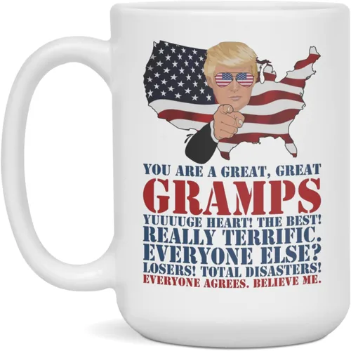 Vista 3 de Trump Gramps - Taza de Navidad personalizada, 11 onzas, color blanco