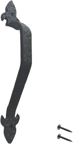 Vista 7 de Tirador Clásico de Puerta – Tirador de Acero Resistente para Portones, Puertas de Granero, Cercas Exteriores, Negro, 7 Pulgadas
