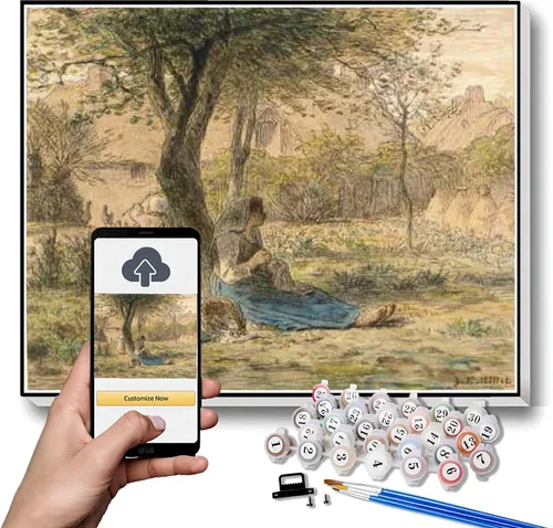 Vista 12 de Kits de pintura por números para adultos y niños, pintura de otoño por Jean-Francois Millet Arts Craft para decoración de pared del hogar