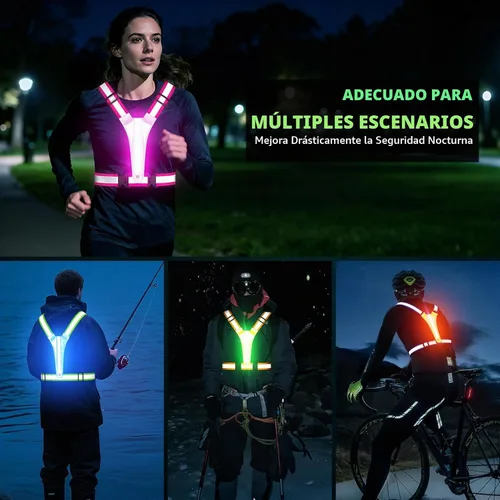 Vista 6 de Chaleco reflectante para correr con luz LED, chaleco reflectante recargable de alta visibilidad Bule