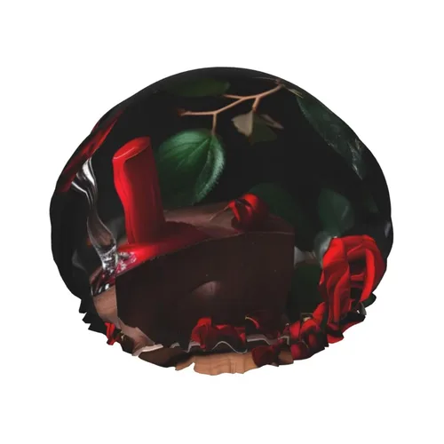 Vista 21 de Gorro de ducha reutilizable con estampado de cerdo rosa para mujer, doble capa impermeable, gorro de baño de secado rápido