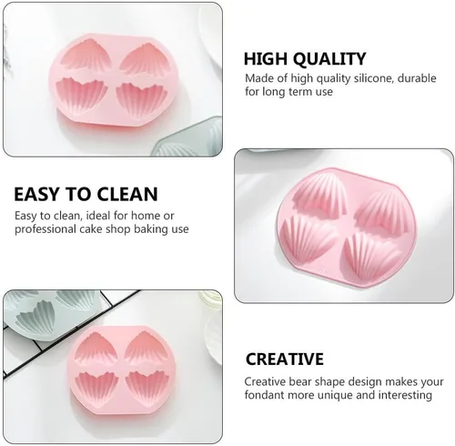 Vista 5 de 4 moldes de silicona para dulces, moldes para hornear en forma de corazón, 4 cavidades de silicona para tartas de chocolate, chocolate, día de San