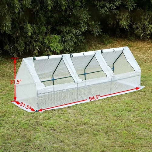 Vista 3 de YOLENY Mini invernadero de 95 pulgadas de ancho x 32 pulgadas de profundidad x 32 pulgadas de alto, casas verdes portátiles para invierno exterior