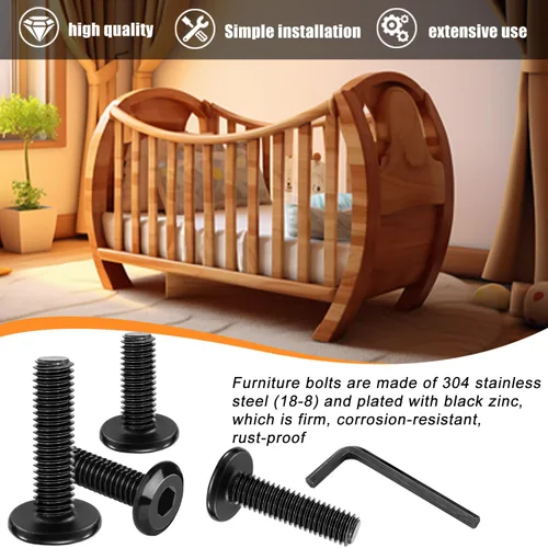Vista 6 de Taiss 10 piezas de tornillos de cabeza hexagonal de 5/16-18x1, pernos para muebles, tornillos para muebles de acero inoxidable 304, pernos de 1/4