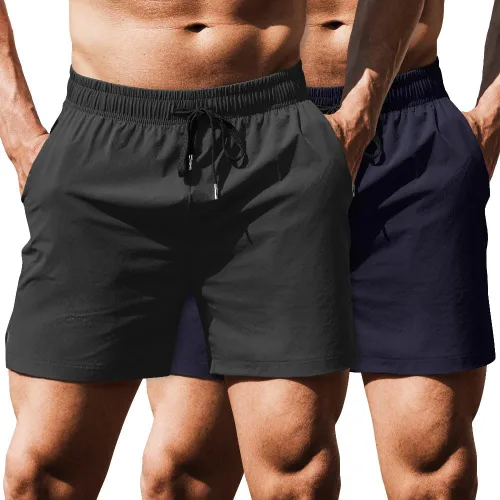 Vista 21 de COOFANDY Pantalones cortos deportivos para correr para hombre de 5 pulgadas, paquete de 2 pantalones cortos de entrenamiento para gimnasio
