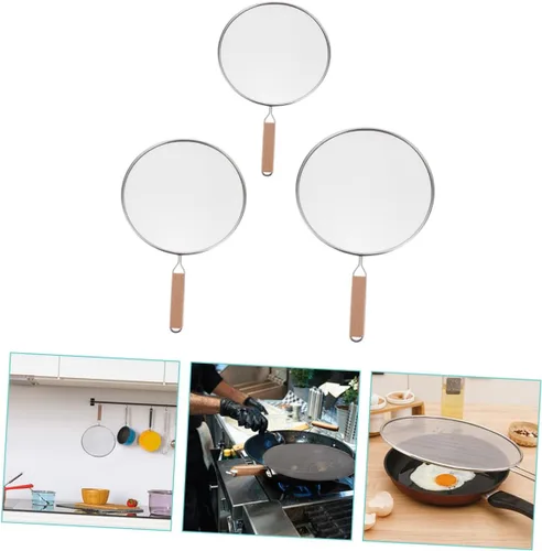Vista 9 de 3 Pcs Stainless Steel Splatter Screen Oil Guard for Kitchen