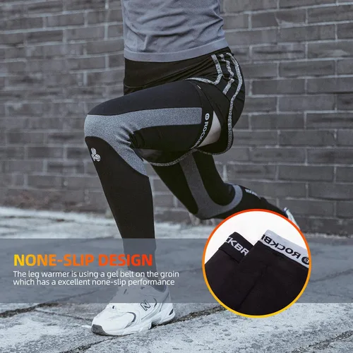 Vista 7 de ROCKBROS Calentadores de piernas para ciclismo y correr, para hombres y mujeres, para invierno, para clima frío, calentadores térmicos de forro
