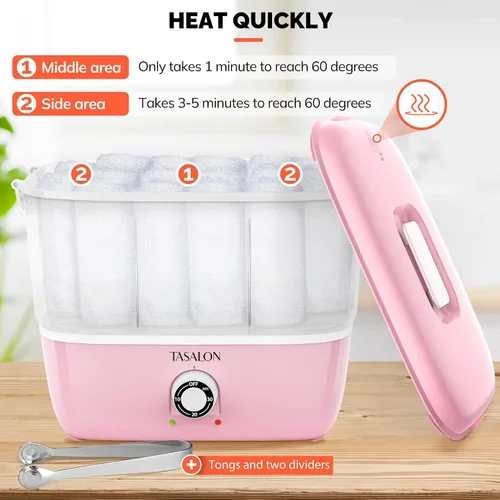 Vista 2 de TASALON Vaporizador de toallas calientes para tratamientos faciales, calentador de toallas calientes se calienta rápidamente en 5 minutos, máquina