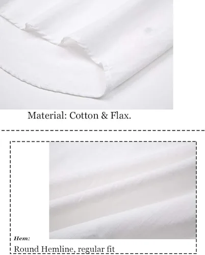 Vista 3 de WZIKAI Camisa de lino para hombre, de manga larga, de algodón, ajuste holgado, para la playa