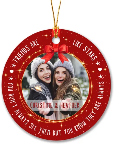 Vista 13 de Adornos de Navidad personalizados 2025 para amigas, regalos de adorno para la decoración del árbol de Navidad, regalo personalizado de Navidad