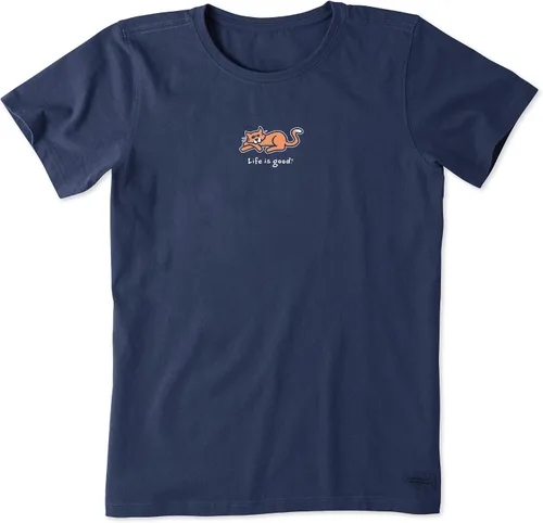 Vista 3 de Life is Good Camiseta vintage con estampado de gato para mujer