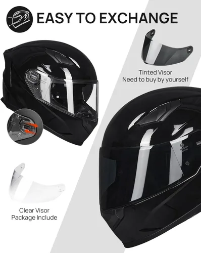 Vista 6 de ILM Cascos para moto de nieve y motocicleta con cara completa, película antiempañante Pinlock para hombres y mujeres, con visera térmica opcional