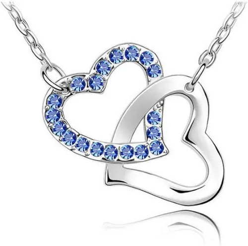 Vista 2 de MERSDW Joyería de las Mujeres Regalos Moda República Checa Rhinestone Doble Corazón Joyería Set 4pcs Collar Pulsera Anillo Pendientes