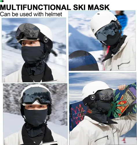 Vista 8 de LONGLONG Pasamontañas, máscara de esquí, cálida para clima frío, invierno, esquí, snowboard, motociclismo, pesca en hielo, hombres y mujeres