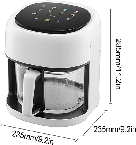 Vista 8 de Freidora de aire con ventana de visualización de vidrio, freidora de aire inteligente con pantalla táctil de 1350 W para 4 a 5 personas, 10 menús B