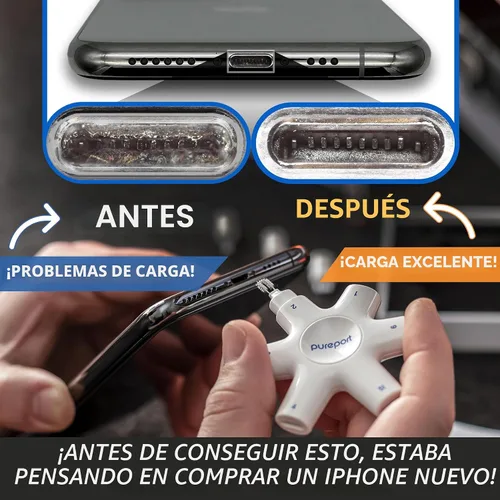 Vista 2 de Kit de Limpieza Multi-Herramienta PurePort USB-C Limpia, repara y restaura puertos USB C y cables de teléfono celular, tableta y portátil