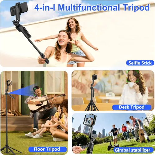 Vista 5 de Trípode de seguimiento automático de cara para iPhone con luz de 160 cm Palo selfie trípode soporte sigue tu movimiento 360° trípode de cámara