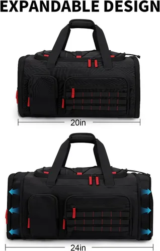 Vista 5 de Bolsas de gimnasio para hombres y mujeres, bolsa de viaje deportiva de 45 litros con compartimento para zapatos, mochila de noche 3 en 1