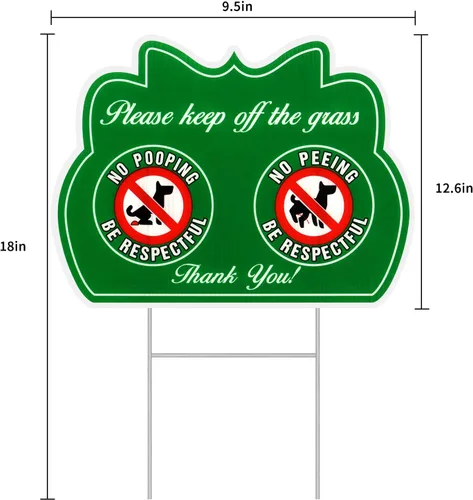 Vista 5 de Letrero de perro de No Peeing/Pooping Be Respectful, letrero con estacas en H de alambre de metal, 12 x 9 pulgadas, resistente a los rayos UV