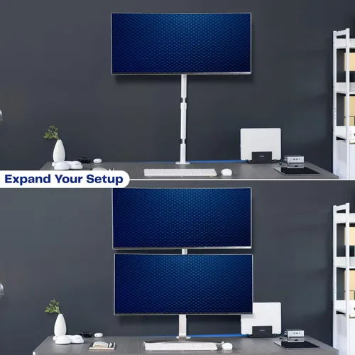 Vista 7 de VIVO Soporte de escritorio para monitor individual, extra alto totalmente ajustable para 1 pantalla LCD de hasta 32 pulgadas, pantallas ultra anchas