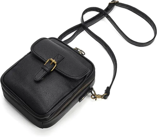 Vista 7 de Bolsos cruzados pequeños para mujeres de cuero vegano, carteras mensajero, monedero vintage antirrobo, bolsos de hombro con ranuras para tarjetas