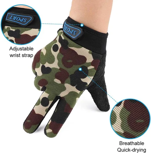 Vista 4 de Accmor Guantes de ciclismo para niños, transpirables, antideslizantes, guantes de dedo completo para niños, ciclismo, escalada, equitación, ciclismo