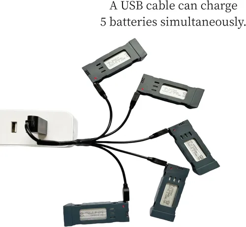 Vista 3 de E58 Batería 3.7V 600mAh Batería para E58 S168 JY019 JD-19 Drone Batería Quadcopter Batería con 5 en 1 Cable de Carga USB