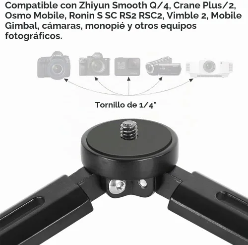 Vista 6 de Mini trípode de aluminio, trípode de mesa de escritorio para Zhiyun Smooth Q/4, Crane Plus/2, Weebill s, Ronin S/SC/RS2/RSC2, Osmo Mobile