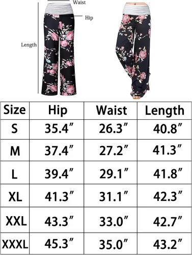 Vista 7 de Gracyoga - Pantalones de pijama cómodos para mujer, pantalones de yoga tipo palazzo con pierna ancha, pantalones elásticos con cintura plegada