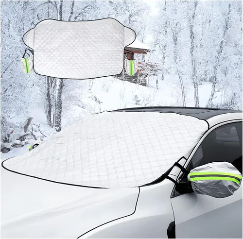 Vista 9 de LoyaForba - Cubierta magnética para parabrisas de coche, 4 capas de protección impermeable y a prueba de viento, contra nieve, hielo, sol y heladas