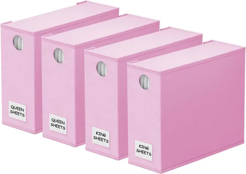 Vista 26 de SpaceAid Paquete de 2 Organizadores y Almacenamiento de Sábanas, Organizador de Sábanas Plegable para Armario de Ropa Blanca, Carpeta Guardadora