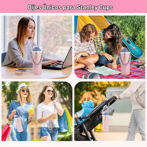 Vista 6 de Juego de accesorios para botellas de agua Owala FreeSip de 24 onzas, 32 onzas, 40 onzas, incluye correa de mango de garras de animales, bonitos
