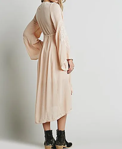 Vista 3 de R.Vivimos - Vestido asimétrico de algodón bordado para mujer