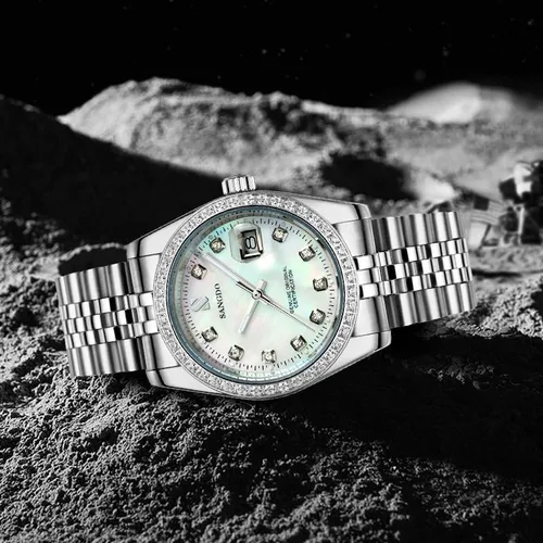Vista 4 de Relojes automáticos de lujo para hombre, reloj automático de viento automático, con ventana de calendario inoxidable, resistente al agua, reloj