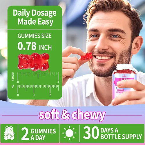 Vista 4 de Gomitas de ácido alfa lipoico de 1000 mg con vitamina B1, B12, A, E, suplemento de ALA masticable sin azúcar de alta absorción para apoyo