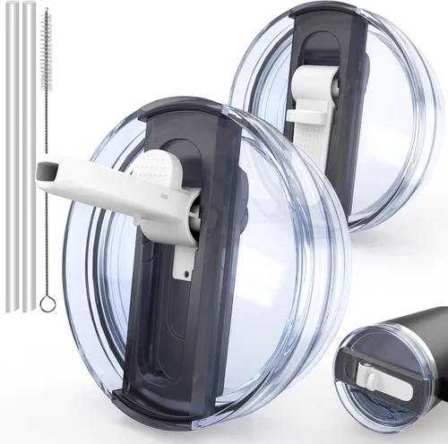 Vista 7 de 2 piezas de tapa con pajita a prueba de derrames para vaso Stanley de 40 onzas, reemplazo de tapa a prueba de derrames, accesorios para vaso Stanley