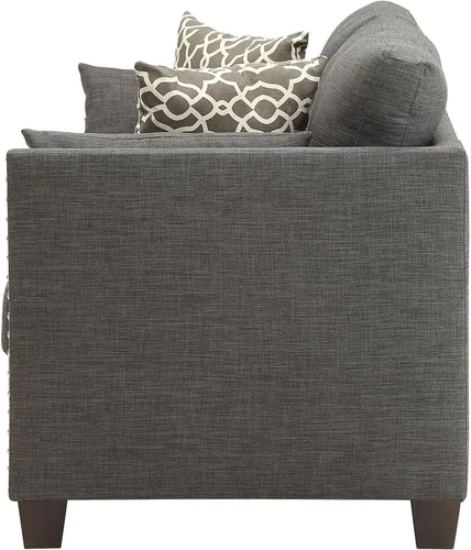 Vista 6 de Daesar Sofá de dos plazas con 4 almohadas en lino gris