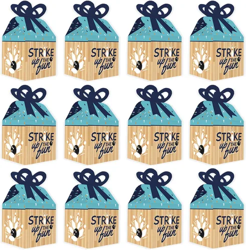 Vista 4 de Big Dot of Happiness Strike Up the Fun - Bolos - Cajas de regalo cuadradas - Cajas de regalo para fiesta de cumpleaños o baby shower - Juego de 12