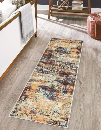 Vista 17 de Unique Loom Mystic Collection - Alfombra Sena (2 pies x 6 pies, color azul marino/beige)