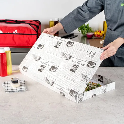Vista 77 de Restaurantware - Cajas para pizza, 50 unidades, 14 x 7 x 1.5 pulgadas, embalaje de papel de cartón corrugado con bloqueo de pestañas, resistente a