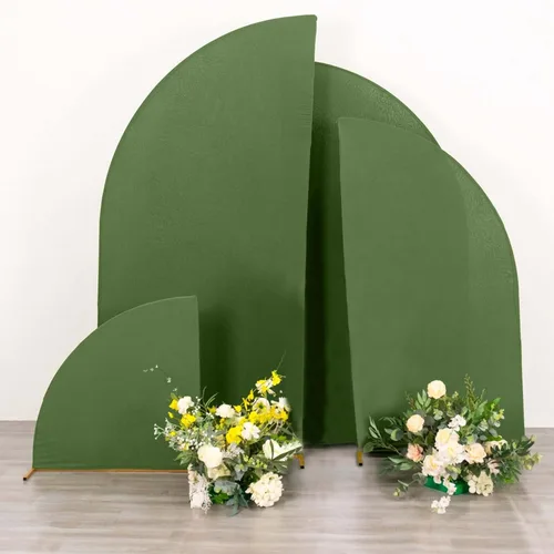 Vista 109 de Efavormart - Juego de 4 fundas de elastano beige para arco de media luna, fundas de telón de fondo Chiara de 2.5 pies a 7 pies para escenarios