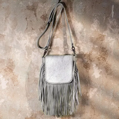 Vista 3 de Montana West Bolso bandolera occidental de cuero genuino con flecos para mujer