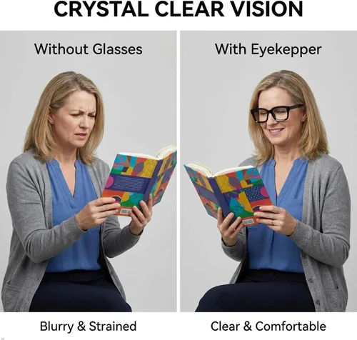 Vista 7 de Eyekepper Gafas de mujer - Gafas de diseño cuadrado de gran tamaño para mujer, color negro
