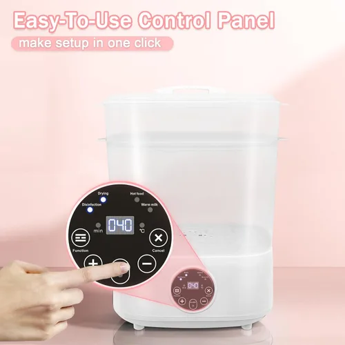 Vista 7 de Fisca Steri-lizer para biberones, 5 en 1 de gran capacidad, Steri-lizer y secadora, 2 capas compactas de vapor eléctrico Steri-lizer para biberones