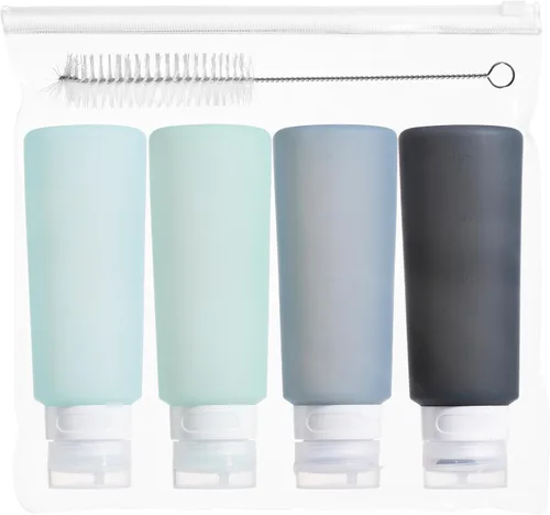Vista 34 de MICEBAY Botellas exprimibles de condimentos para salsas, mini recipiente de silicona para aderezo de ensalada de 1 onza para llevar con bolsa