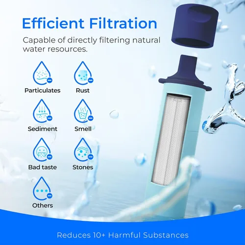 Vista 4 de Waterdrop Pajita de Filtro de Agua por Gravedad, Sistema de Filtración de Agua para Acampar, Purificador de Agua de Supervivencia para Viajes