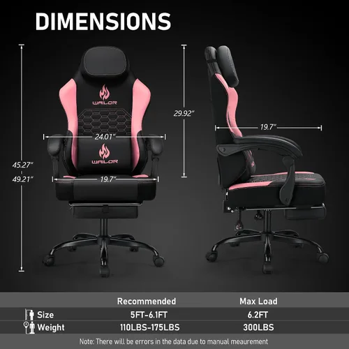 Vista 3 de Silla de juegos con masaje y cojín de resorte de bolsillo, sillas ergonómicas para jugadores para adultos con reposapiés 300 libras, silla de cuero