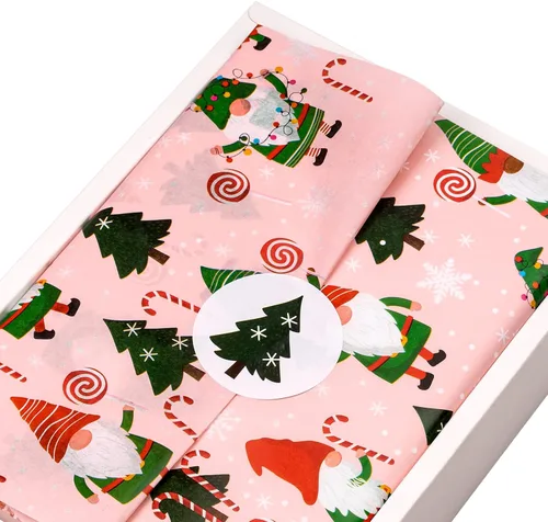 Vista 11 de LeZakaa 60 hojas de papel de seda para baby shower con 30 calcomanías de regalo, papel de seda para bebé niño niña a granel, diseño de arcoíris