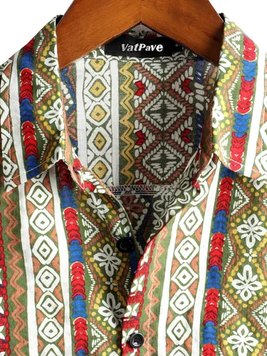 Vista 3 de VATPAVE Mens Casual Short Sleeve Button Down Shirts Regular Fit Hawaiian Summer Shirts