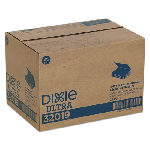 Vista 4 de Servilletas de 2 capas Dixie Ultra Interfold de recambio para dispensador de servilletas, Marrón, 6000